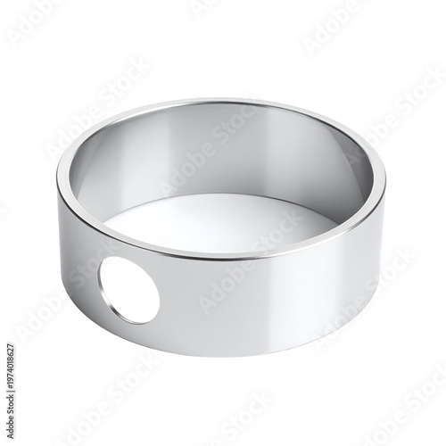 Shiny Silver Metal Ring with Circular Cutout, Transparent Background