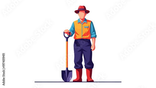 The Gardener: A dedicated gardener stands, holding a shovel, embodying the essence of labor and connection with nature, ready to cultivate the earth.