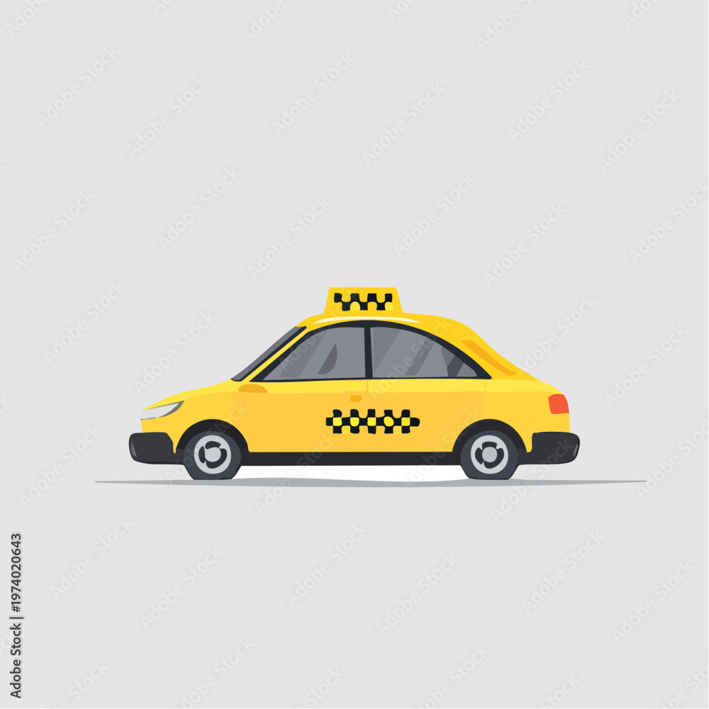 Obraz premium Vibrant Yellow Taxi Cab Vehicle Illustration for Urban City Transportation and Passenger Service Icon