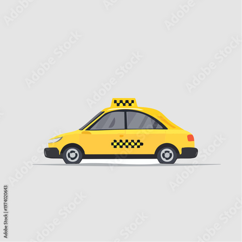 Vibrant Yellow Taxi Cab Vehicle Illustration for Urban City Transportation and Passenger Service Icon
