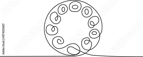 Yarn Ball Line Art Continuous Line Knitting Wool Thread Minimal Craft Hobby Illustration