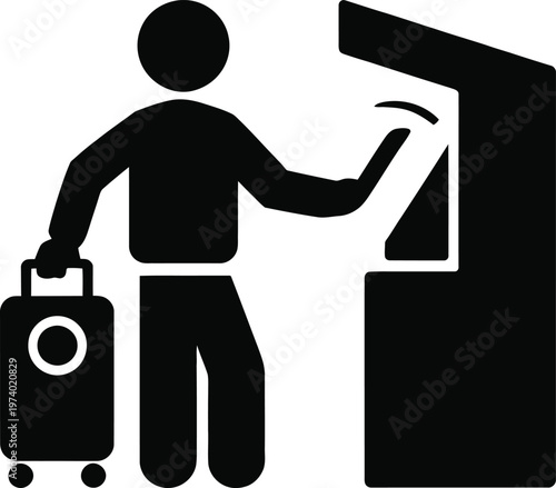 Person placing luggage into overhead compartment on public transportation