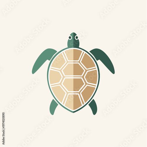 Vibrant flat design illustration of an adorable sea turtle, capturing the essence of ocean wildlife and serene marine environments