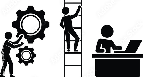 Illustration depicting maintenance, development, and usage of technology systems