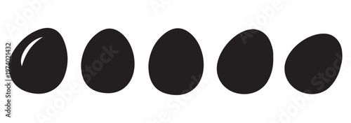 Set of silhouettes of dyed eggs. Easter eggs. Isolated vector images. Transparent background.