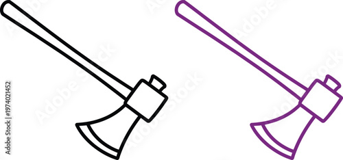 Comparison of a standard axe and a highlighted outline axe illustration