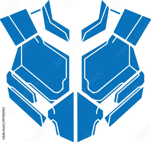 Futuristic blue armor chest plate, sci fi protective gear for warrior, robotic exoskeleton segment, mechanical design for game character