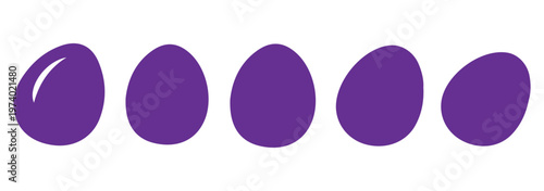 Set of silhouettes of dyed eggs. Easter eggs. Isolated vector images. Transparent background.