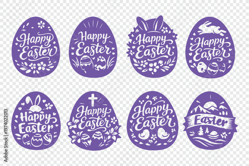 Colorful happy easter greeting cards with eggs and floral patterns for spring