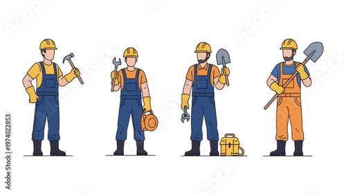 Construction Crew at Work: A group of construction workers stand with tools in hand, demonstrating expertise in the realm of building and architecture.