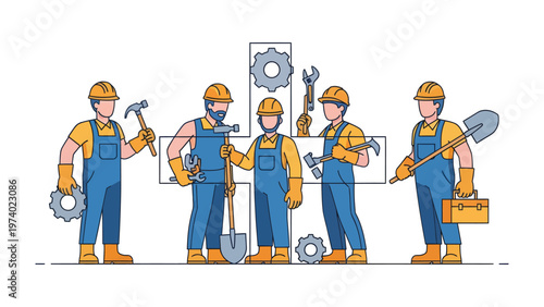 Engineers' Collaboration: A graphic representation of a team of engineers working in perfect synchronization, embodying precision, unity, and expertise in action.