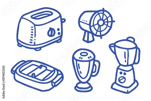 A collection of kitchen and household appliances
