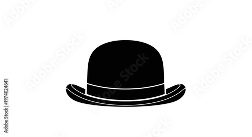 Black Bowler Hat Icon.