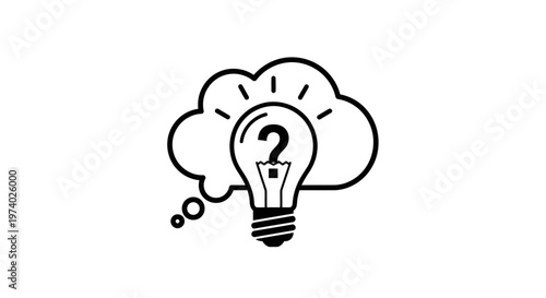 A light bulb with a question mark.
