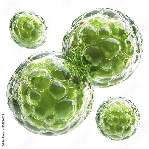 Green Cell Division in Laboratory Environment - Illustration Concept
