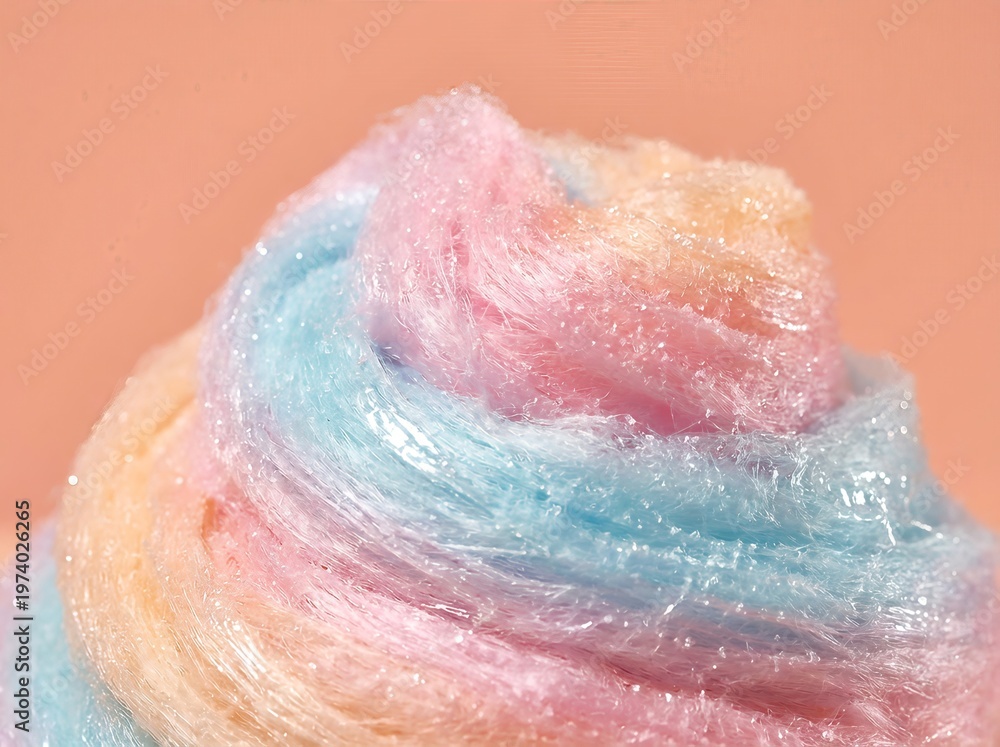Fototapeta premium Close-up Macro Shot of Pastel Rainbow Cotton Candy Texture.