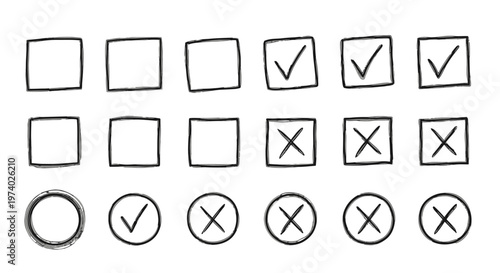 Checkmarks and X marks checklist icons.