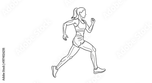 A woman in sportswear is running quickly outdoors in a fitness activity.