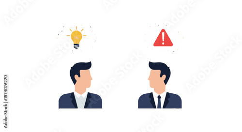 Two businessmen discussing ideas and risks.