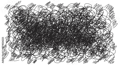 A chaotic scribble of black lines on white background.