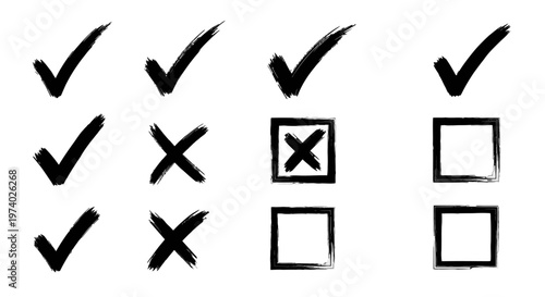 Checkmarks and checkboxes on a form.