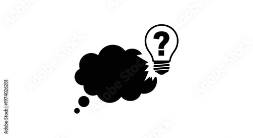 A creative thinking concept with light bulb and thought cloud.