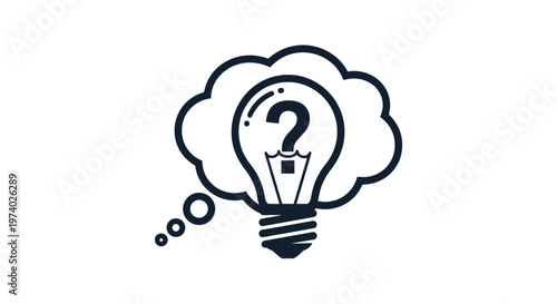 A lightbulb with a question mark inside.