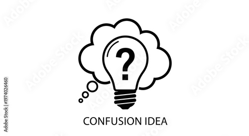 A black and white illustration of a confused idea.