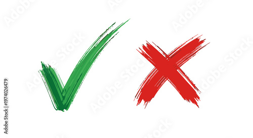 Green checkmark and red cross symbols.