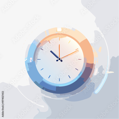 Minimalist clock with color gradient, symbolizing time's flow, daily scheduling, and managing important deadlines effectively