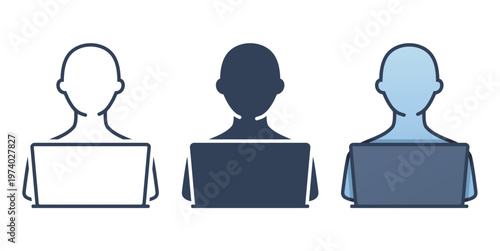 Person Working on Laptop Icon. Freelance Career and Work From Home. Vector Illustration