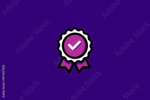 Trusted seller badge in purple color, can be used as guarantee symbol, business marketing concept