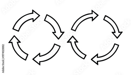 Infinity loop symbol made of two circular arrows