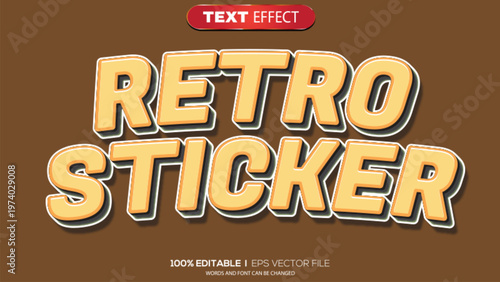 3d text effect retro sticker theme