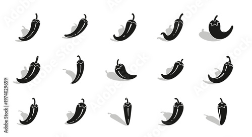 Black peppers on white background.