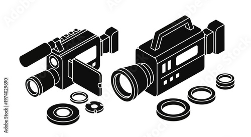 Camera parts and accessories disassembled.