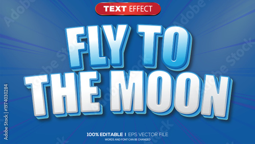 3d text effect fly to the moon theme