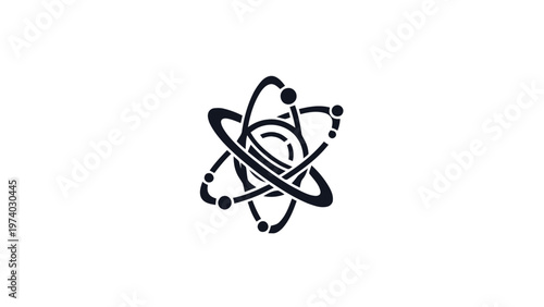 Black Atom Symbol Depicting Science and Scientific Concepts.