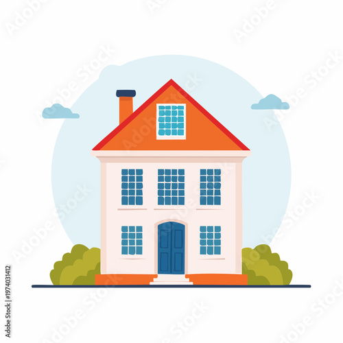 Charming flat design house illustration representing modern residential property and homeownership