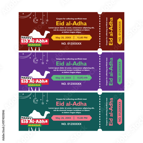 Eid al-Adha Coupons with Camel and Lanterns