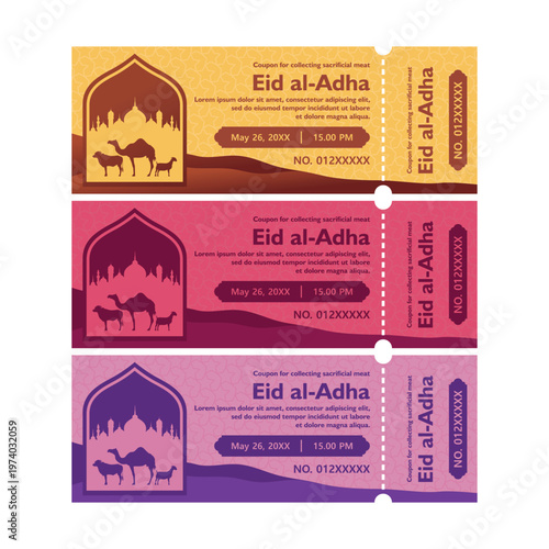 Eid al-Adha Coupons with Camel and Lanterns