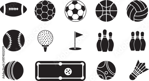 Sports Equipment Icons Set Vector Illustration for Web and Print Design