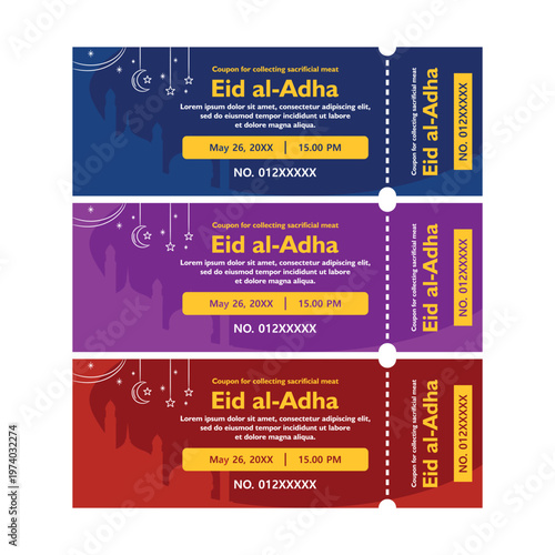 Eid al-Adha Coupons with Camel and Lanterns