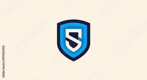 Blue Shield Logo with Letter S, Security and Protection Concept.