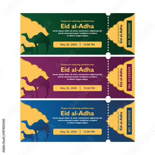 Eid al-Adha Coupons with Camel and Lanterns
