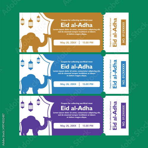 Eid al-Adha Coupons with Camel and Lanterns