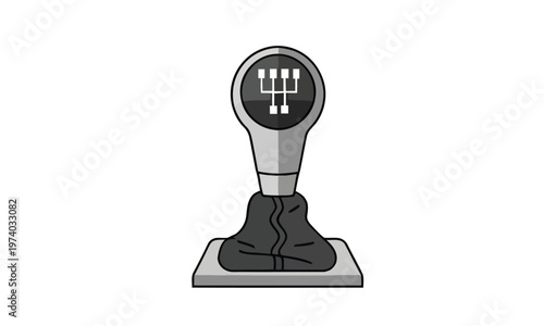 Sleek monochromatic illustration of a manual car gear shift lever, symbolizing control, speed, and the essence of driving. Perfect for automotive, transport, and technology themes
