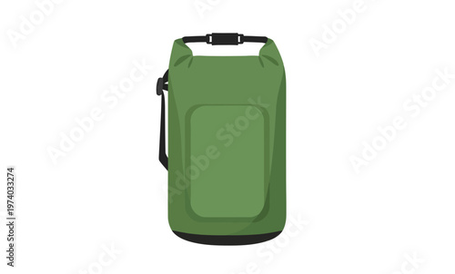 Green dry bag for outdoor adventures and travel, waterproof sack for camping and water sports