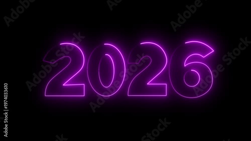 2026 New Year  Sign Glowing  Animation 