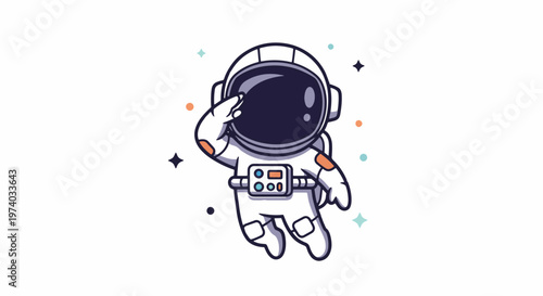 Astronaut in Space Saluting with a White Background.